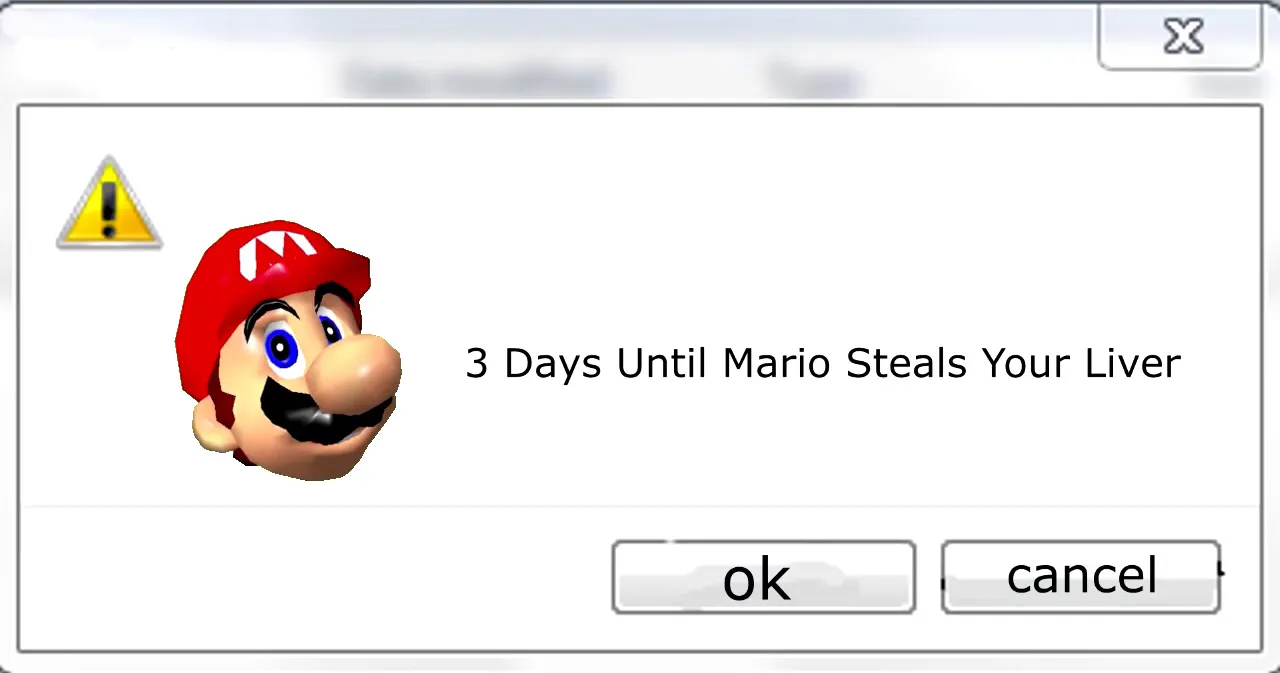 3 days until Mario steals your liver 