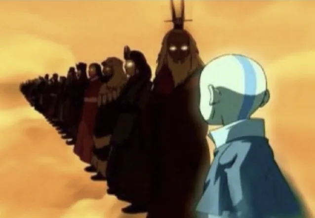 Aang sees past avatars 