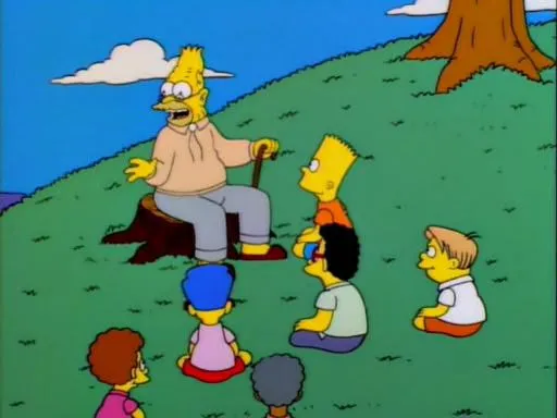 Abe Simpson telling stories 