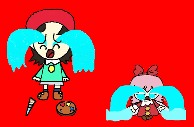 Adeleine and Ribbon Is Crying 