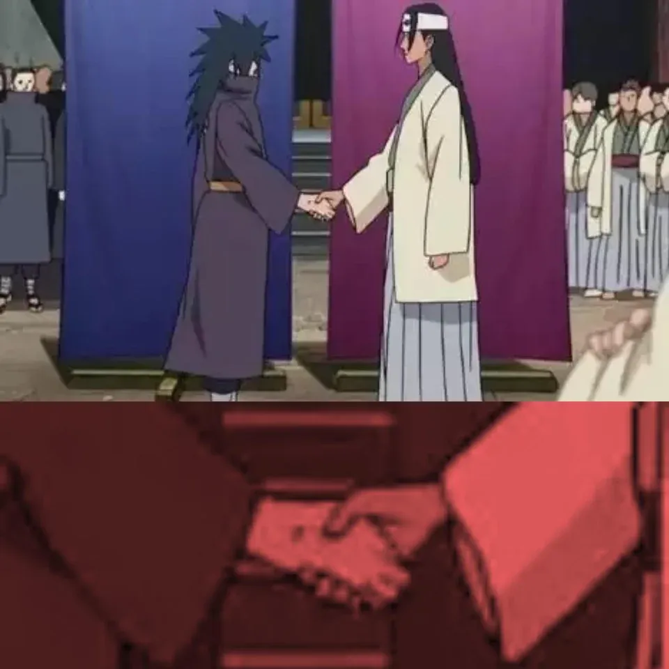 Anime characters shaking hands 