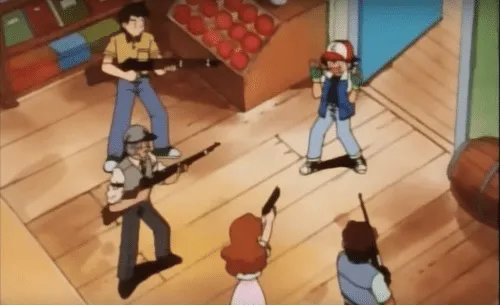 Ash Ketchum gets guns pointed at him 