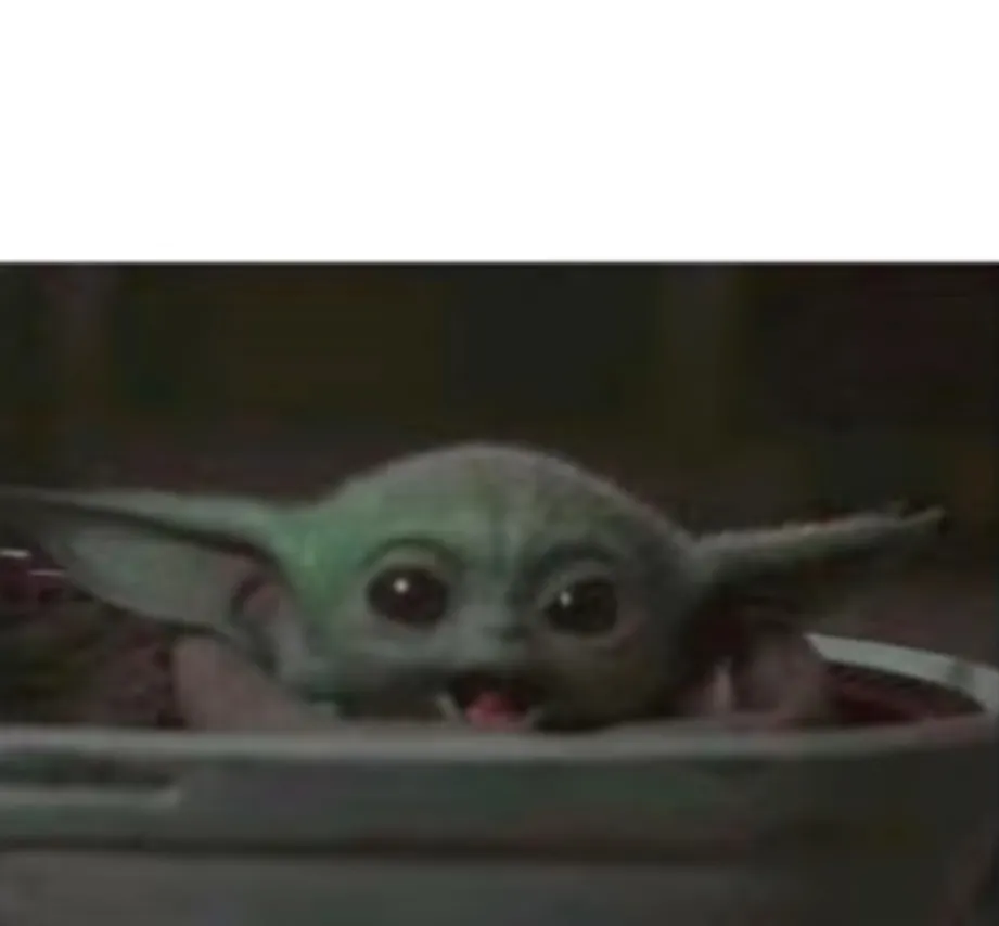 Baby Yoda smiling 