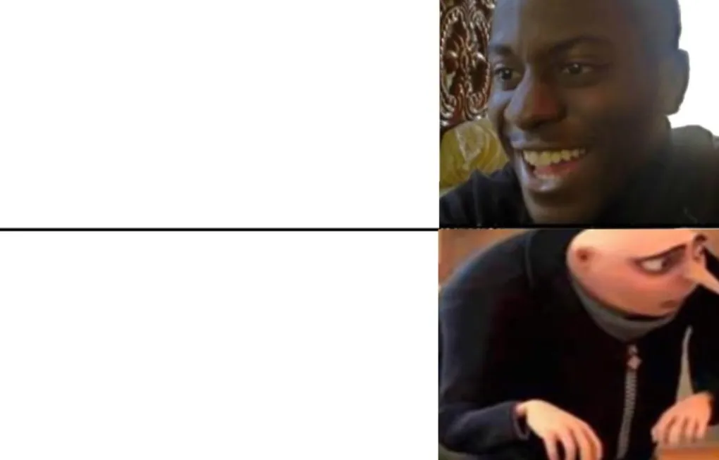 Black guy happy gru disappointed 
