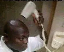 Blow drying his thoughts 