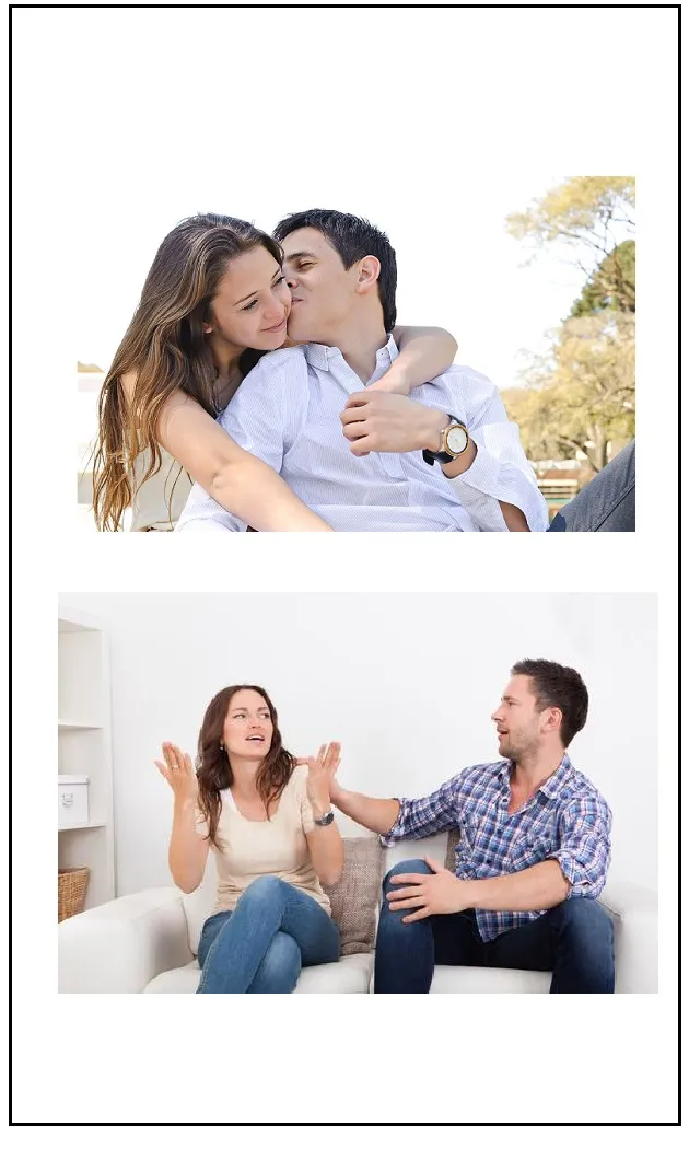 COUPLE HAPPY THEN UNHAPPY or SINGLE THEN MARRIED TWO PANEL BLANK 