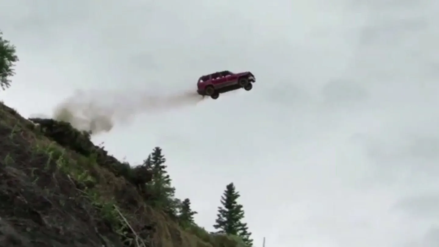 Car Driving Off Cliff 