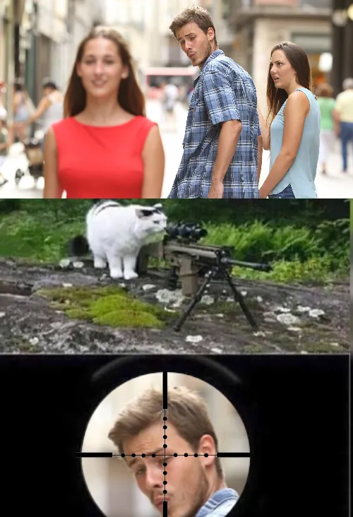 Cat Snipes Distracted Boyfriend 