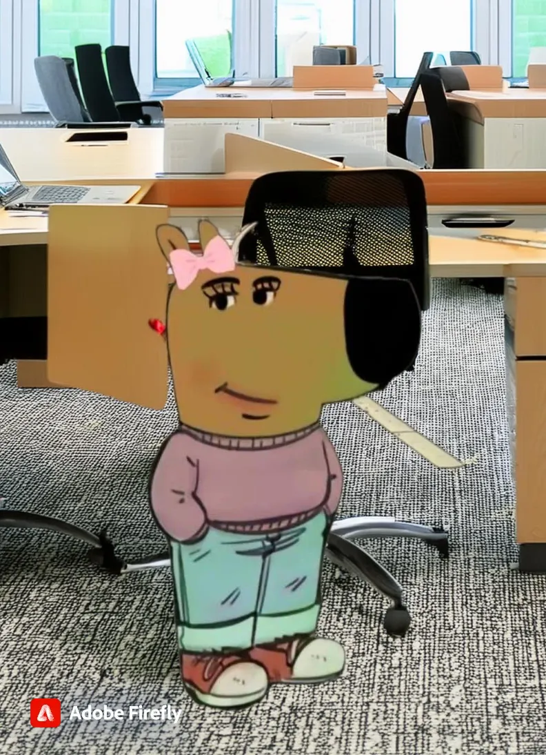 Chill girl in office