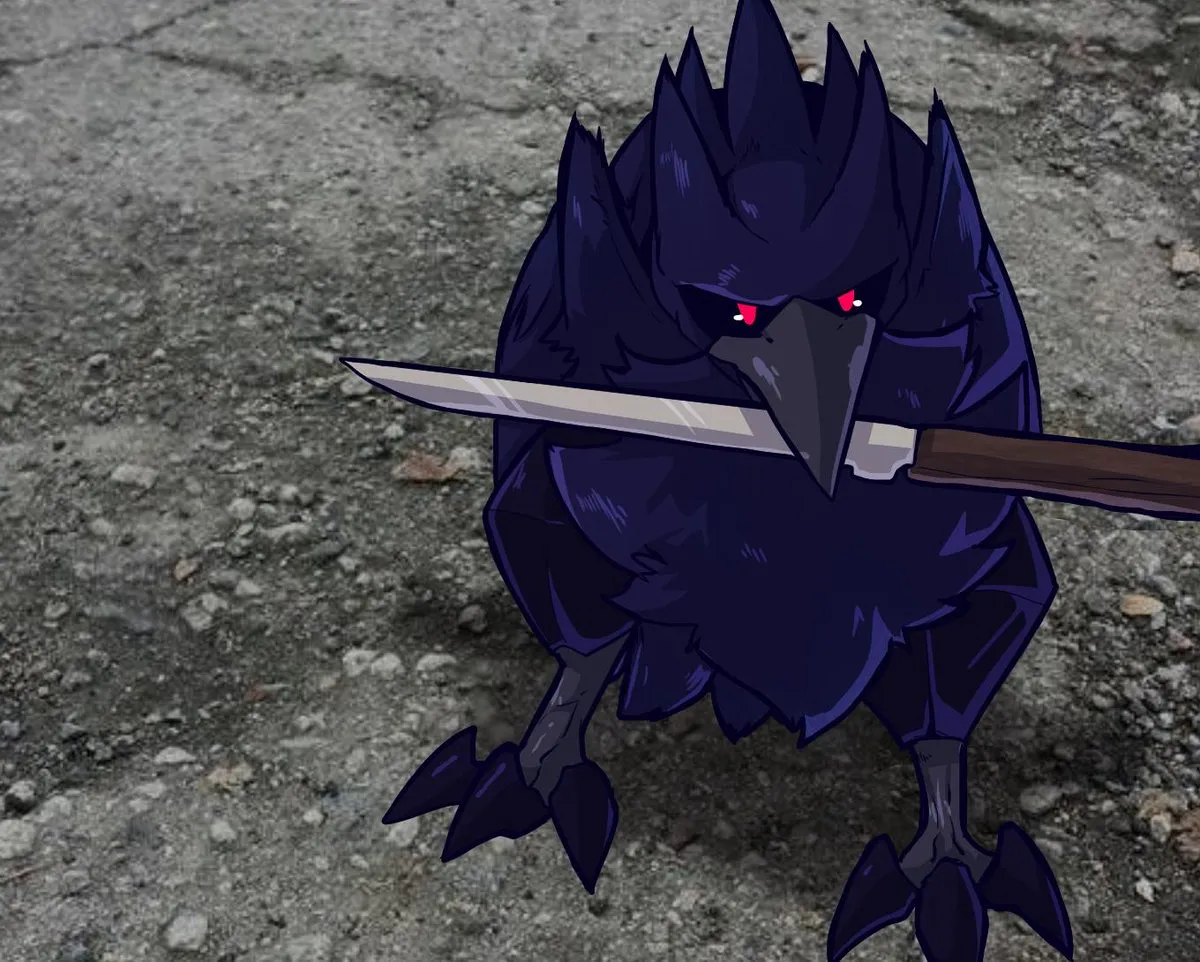Corviknight with a knife 