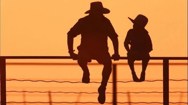 Cowboy father and son 