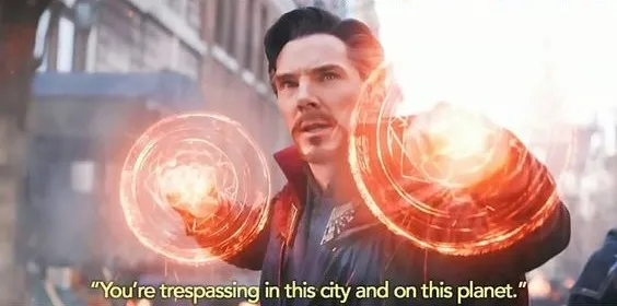 Dr strange You're trespassing meme 
