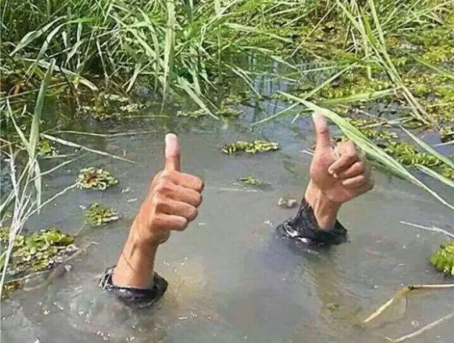 Drowning Thumbs Up 