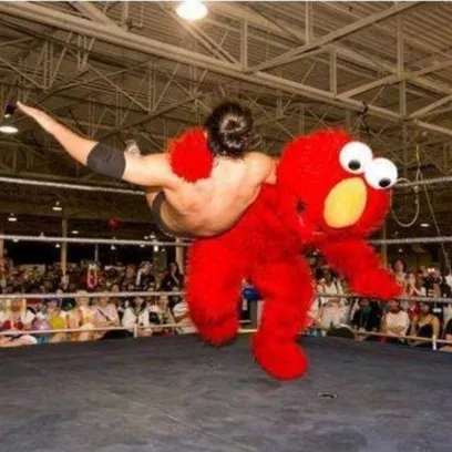 Elmo wrestling 