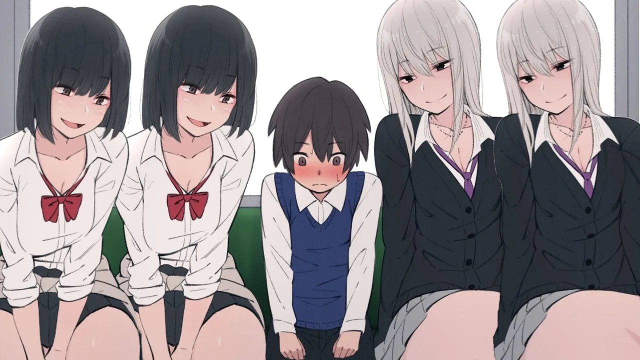 Four Beautiful Girls Seducing One Poor Lucky Little Boy 