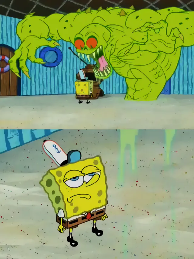 Ghost not scaring Spongebob 