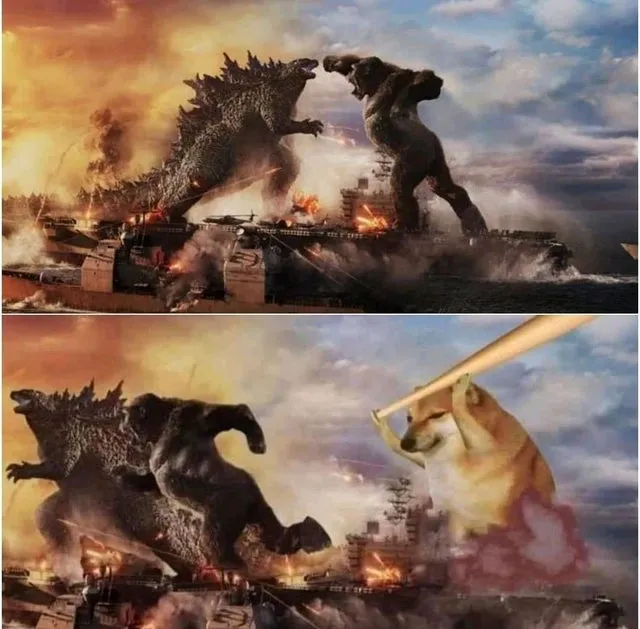Godzilla vs Kong vs Cheems 
