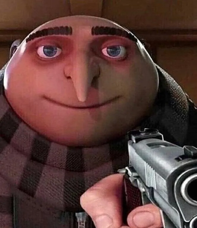 Gru holding a gun 