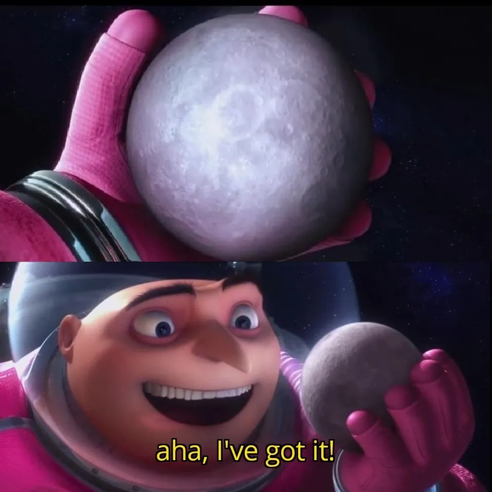 Gru holds the moon 