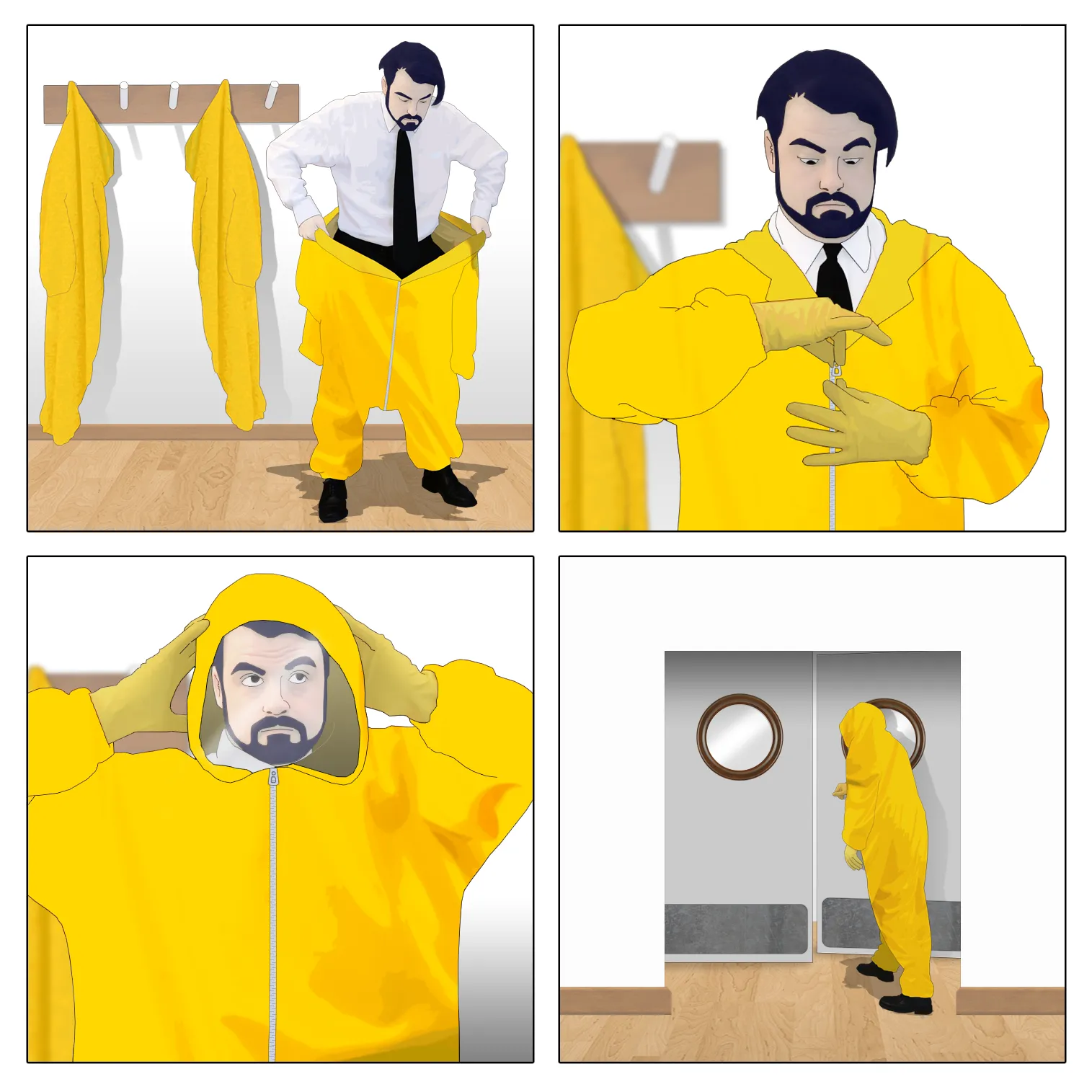 Guy entering a toxic room 