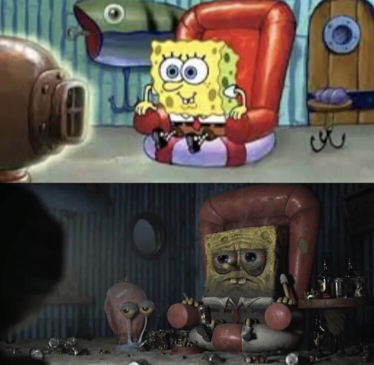 Happy Spongebob vs Depressed Spongebob 