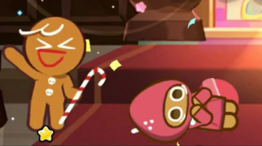 Happy gingerbrave Vs. traumatized strawberry cookie 