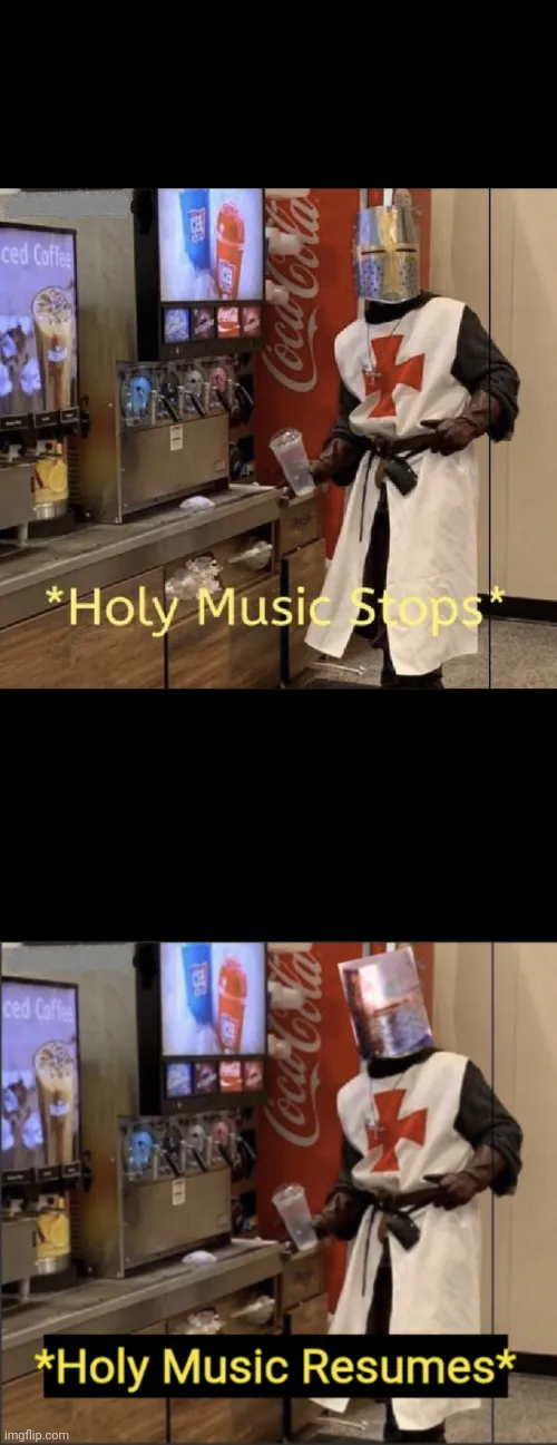Holy music stops; holy music resumes 
