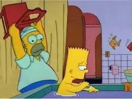 Homer hits bart with a chair 