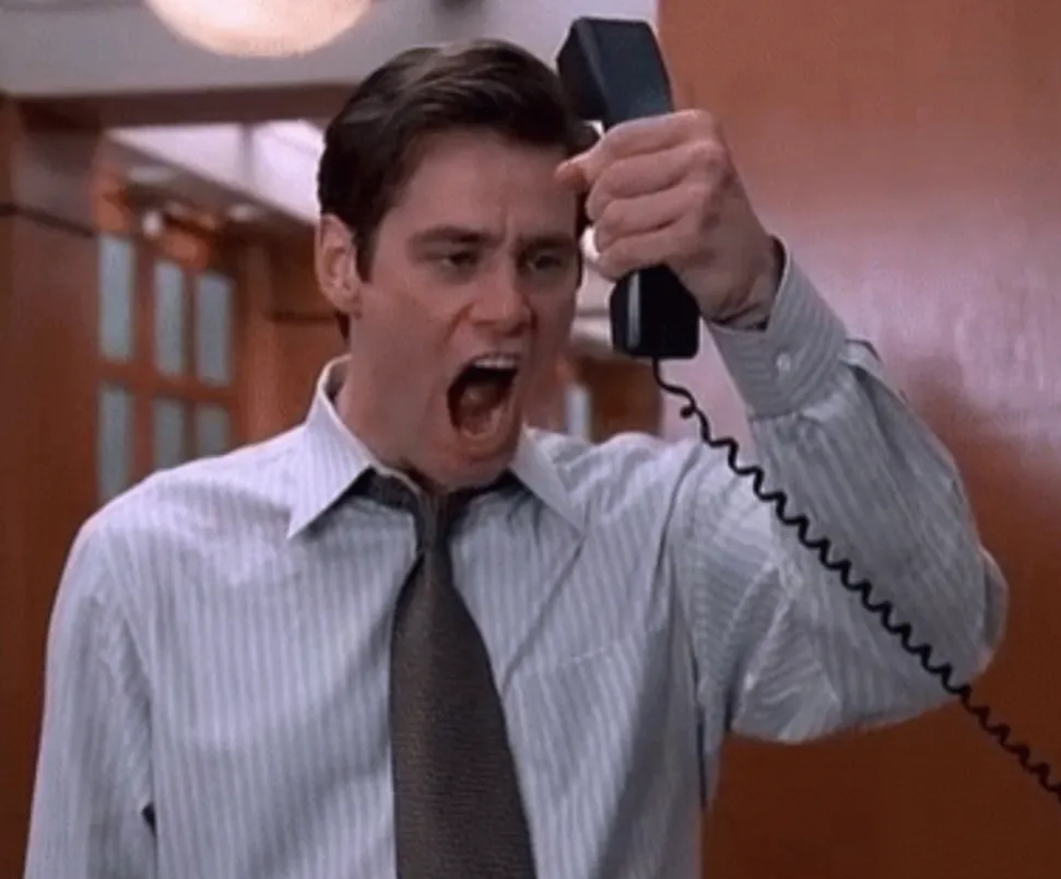 Jim Carey yelling into phone 