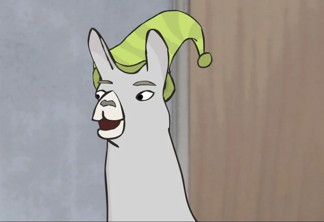 Lamas with hats 