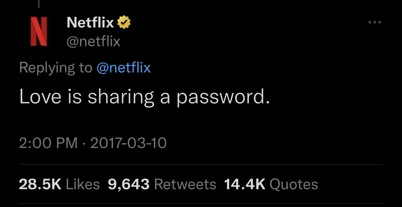Love is sharing a password 