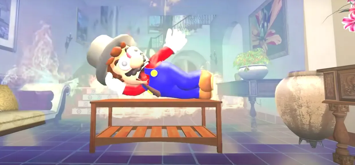 Mario's house is on fire 