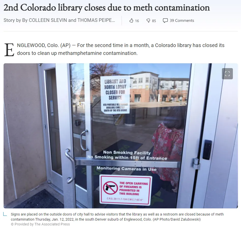 Meth contamination at Colorado library 
