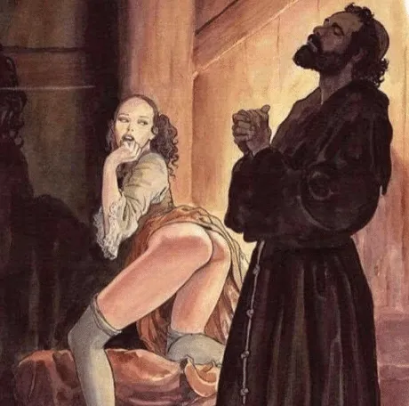 Monk praying for thot to go away 