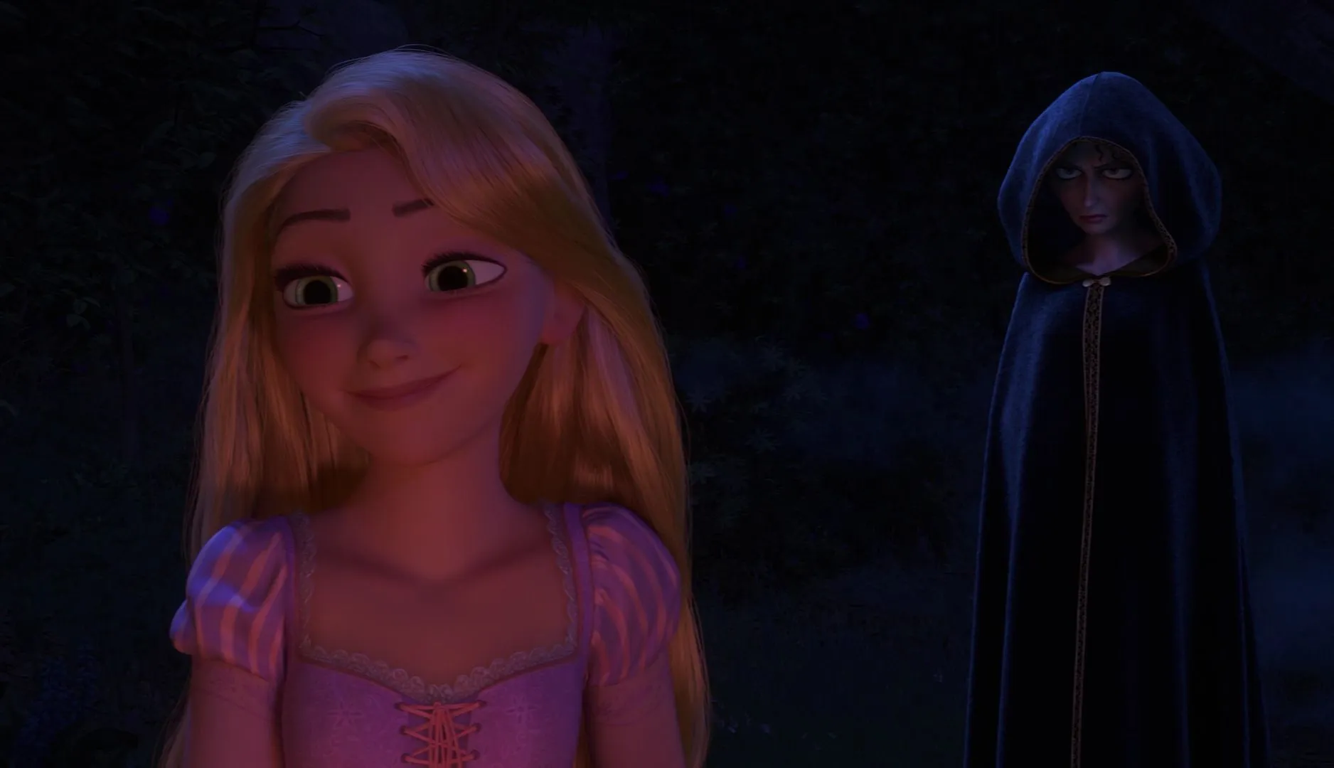 Mother Gothel glaring at Rapunzel 