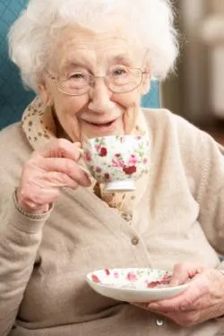 Old lady drinking tea 