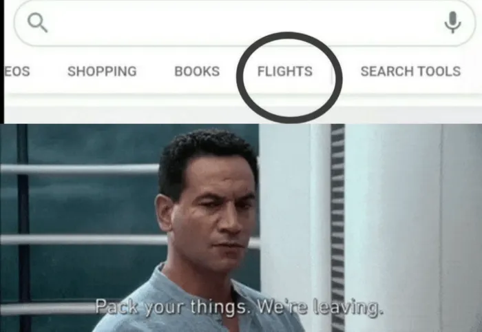 Pack your things Google Flights 