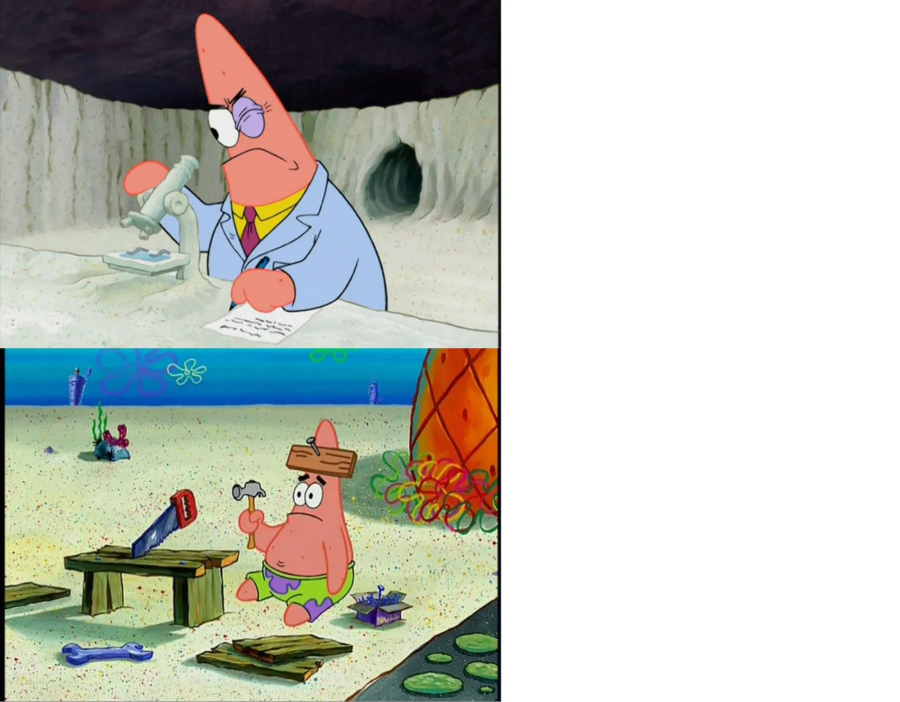 Patrick scientist VS Patrick nail 
