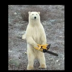 Polar bear with a chainsaw 