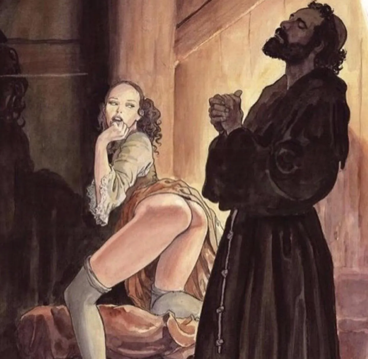 Priest tempted by girl 