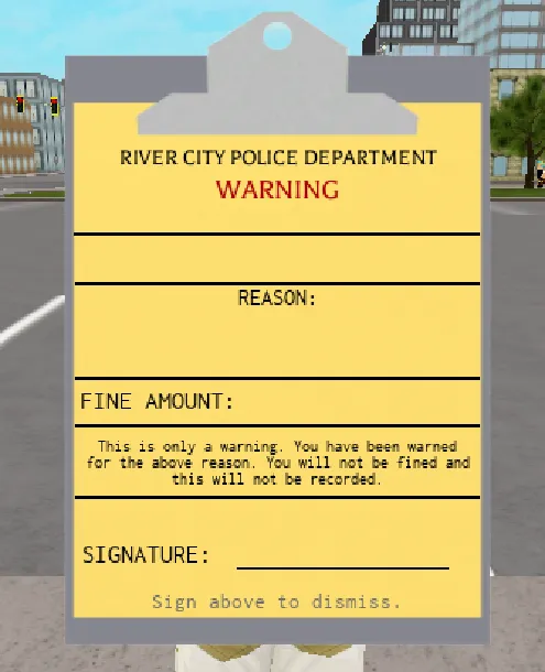 RCPD Warning Ticket 
