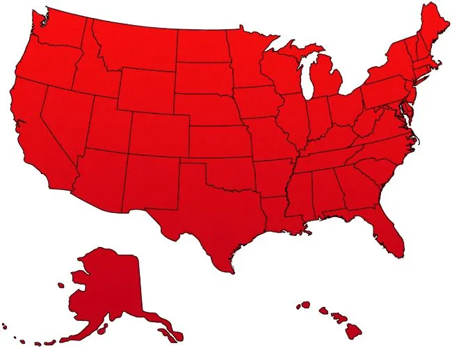 Red USA map 