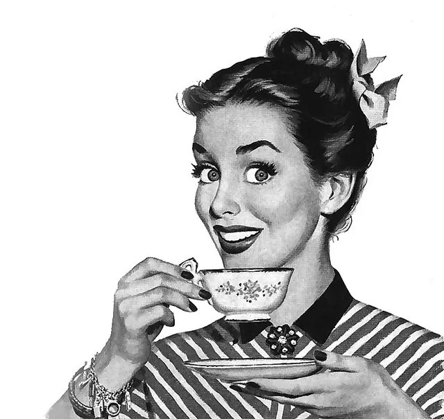 Retro woman teacup 