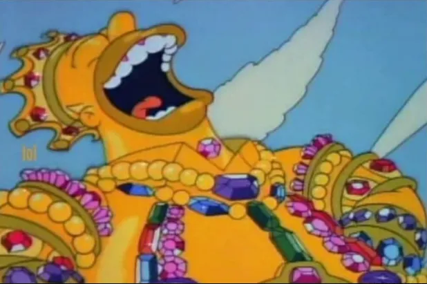 Rich Homer Simpson laughing 