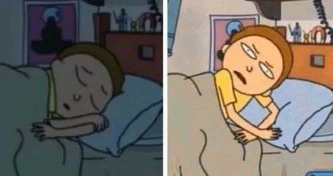 Rick and morty sleeping meme 