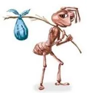 Sad ant with bindle