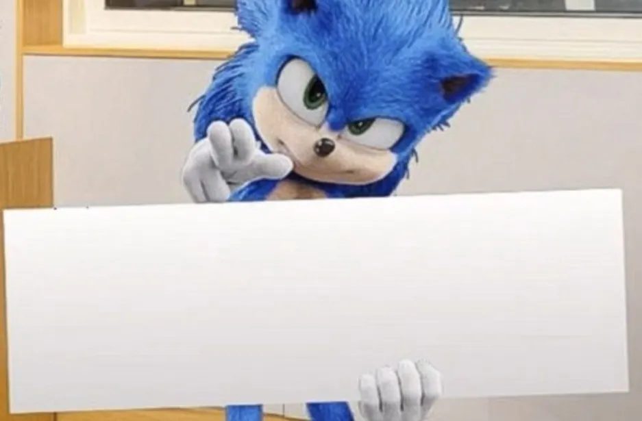 Sonic holding sign 