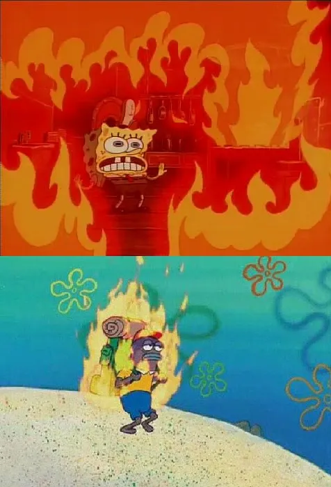 SpongeBob on fire 