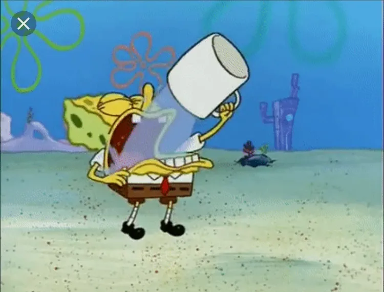 Spongebob drinking water 