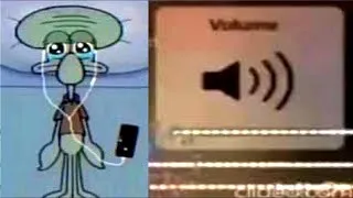 Squidward Crying Listening to Music 